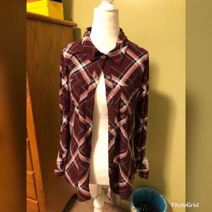 Vanity Plaid Long Sleeve Button Down